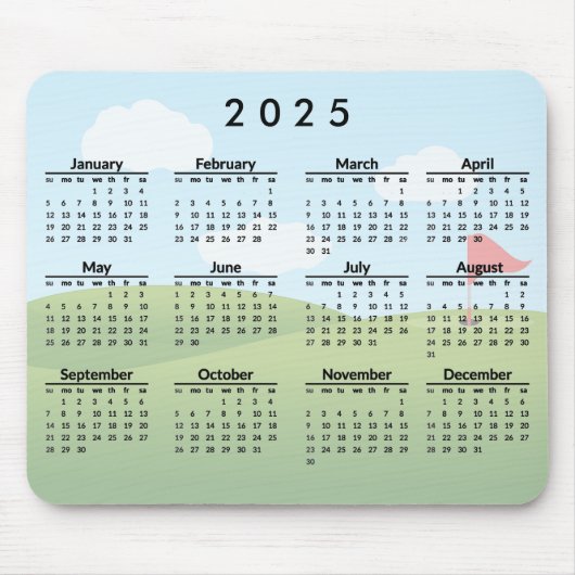Golf Course Design 2025 Kalender Mousepad Muismat (Voorkant)