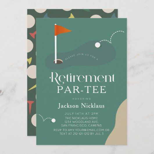 Golf Course Fairway Flag Retirement Par-Tee Kaart (Voorkant / Achterkant)