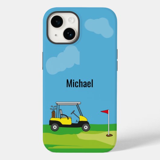 Golf Course Golf Cart Cartoon gepersonaliseerd Case-Mate iPhone Case (Achterkant)