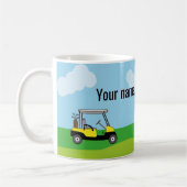 Golf Course Golf Cart Cartoon gepersonaliseerd Koffiemok (Links)