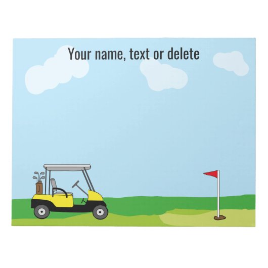 Golf Course Golf Cart gepersonaliseerd Notitieblok (Voorkant)