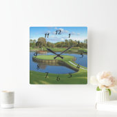 Golf Course Hole achtergrond Vierkante Klok (Huis)