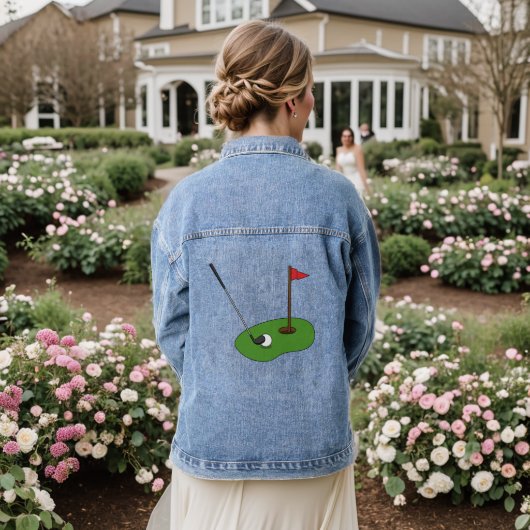 Golf Course Hole met vlag Denim Jacket (Huwelijk Achterkant)