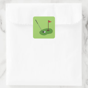 Golf Course Hole met vlag Vierkante Sticker