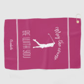 Golf Course Lady Sports Pro Modern Golfer Roze Golfhanddoek (Horizontaal)