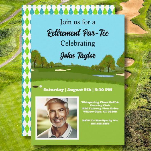 Golf Course Retirement Party Invitation with Photo