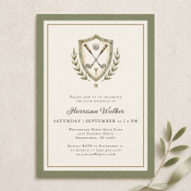 Golf Crest Elegante Monogram Verjaardagsfeest Golf