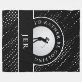 Golf Custom Male Golfer Silhouette Black & White Fleece Deken (Voorkant (Horizontaal))