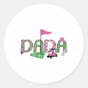 Golf Dada roze gat in een golf 1e verjaardag meisj Ronde Sticker