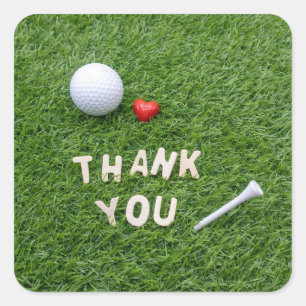 Golf Dank je gofer met golfbal en t-shirt Vierkante Sticker