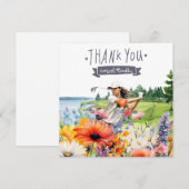 Golf Dank je kaart met bloemen waterverf (Voorkant / Achterkant)