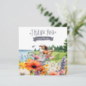 Golf Dank je kaart met bloemen waterverf (Staand voorkant)