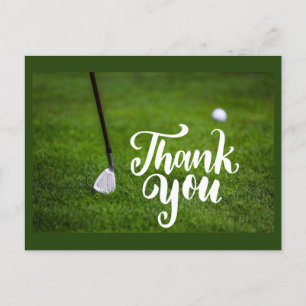 Golf Dank je kaart met golfijzer op groen