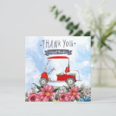 Golf Dank je kaart met golfkarretje waterverf (Staand voorkant)