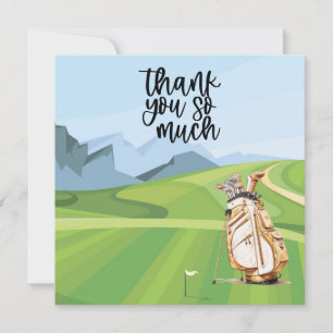 Golf Dank je kaart met golfkarretje waterverf