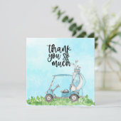 Golf Dank je kaart met golfkarretje waterverf (Staand voorkant)