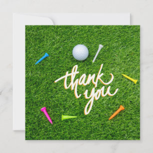 Golf Dank je wel met bal en kleurrijk t-shirt op g