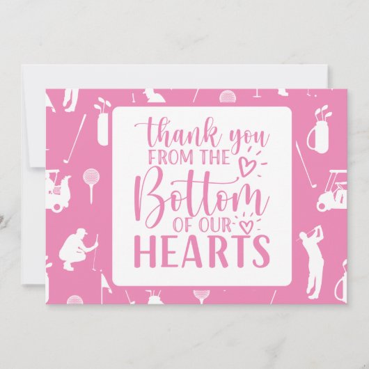 Golf Dank je wel Roze themanode Lady golfer Bedankkaart (Voorkant)