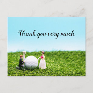 Golf dank u kaart bruiloft met bruid en bruidegom