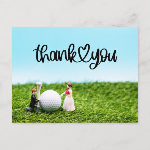 Golf dank u kaart bruiloft met bruid en bruidegom