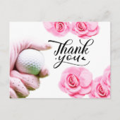 Golf Dank u kaart met roze bloem (Voorkant)