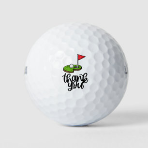 Golf Dank u met tekst en vlag op groen Golfballen