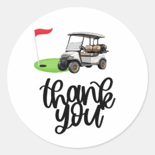 Golf Dank u met tekst en vlag op groene Golf Ronde Sticker