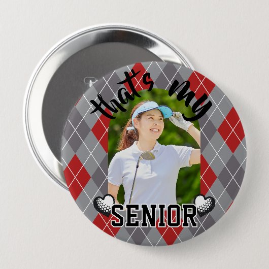 Golf Dat is mijn Senior speler rood grijs Button (Voorkant /achterkant)