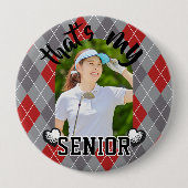 Golf Dat is mijn Senior speler rood grijs Button (Voorkant)