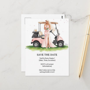 Golf De vrijgezelle vrouwelijke golfer is aan het Briefkaart