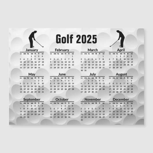 Golf Design 2025 Kalender Magnetische Kaart (Voorkant)