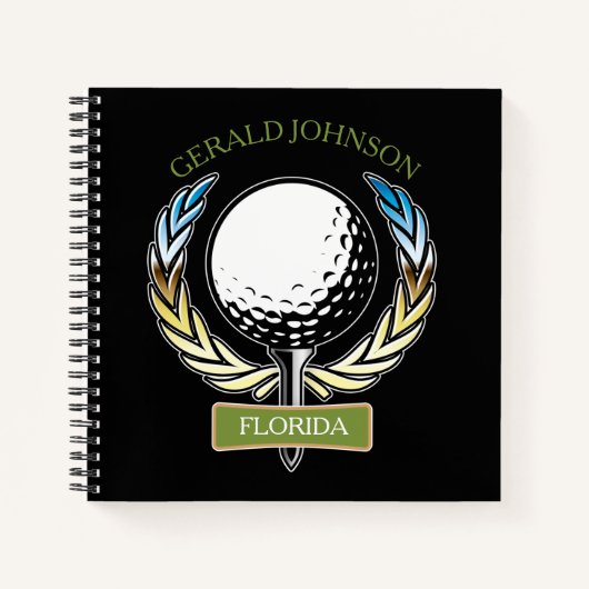 Golf Design Monogram Golfer Modèle Note Livre (Devant)