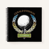 Golf Design Monogram Golfer Sjabloon Notitieboek (Voorkant)