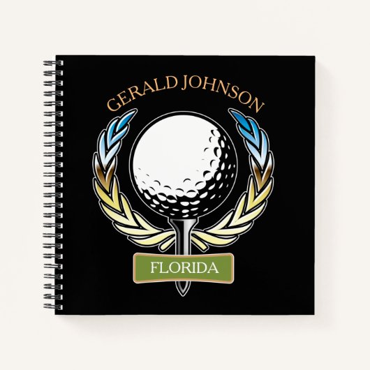 Golf Design Monogram Golfer Sjabloon Notitieboek (Voorkant)