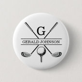 Golf Design Monogram Sjabloon Button (Voorkant)