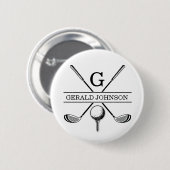 Golf Design Monogram Sjabloon Button (Voorkant /achterkant)