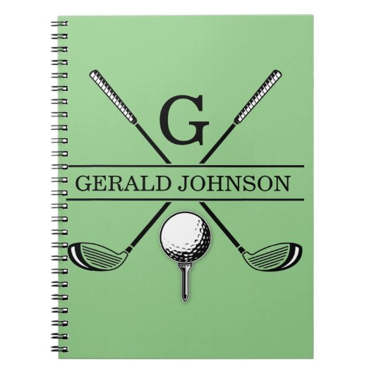 Golf Design Monogram Sjabloon Notitieboek (Voorkant)