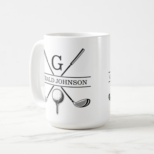 Golf Design Monogram Sjabloon tweetone koffie Mok (Voorkant links)