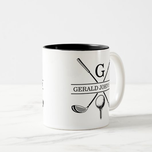 Golf Design Monogram Sjabloon tweetone koffie Mok (Voorkant rechts)