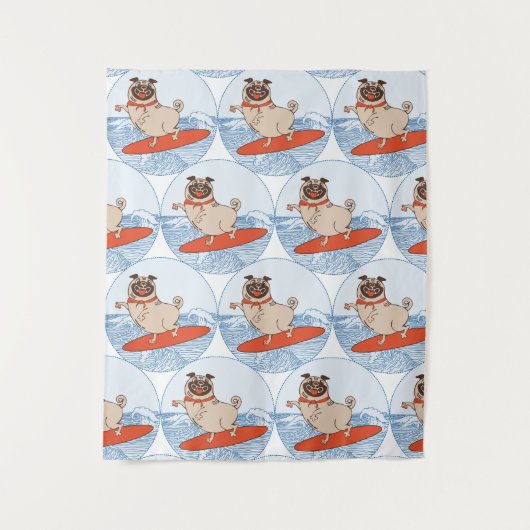 Golf die een gelukkige doornhaai op een surfbordsj wandkleed (Voorkant)