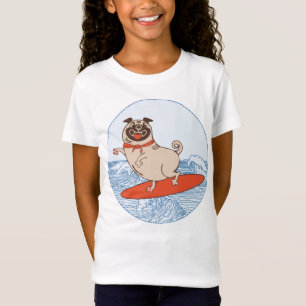 Golf die een gelukkige hond op surfboard T-Shirt h