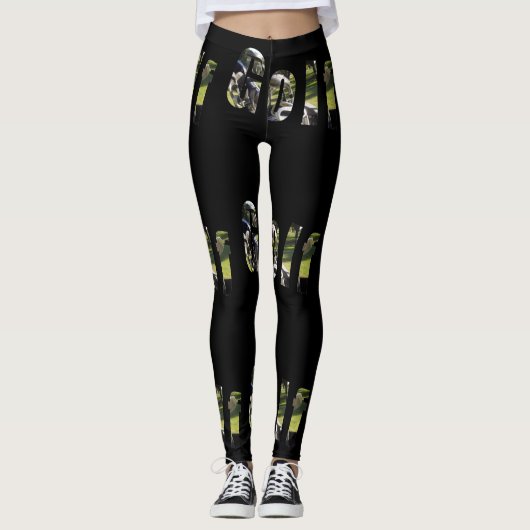 Golf Dimensional Logo, Dames Black Leggings. Leggings (Voorkant)