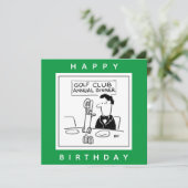 Golf Dinner heeft Cutlery in Golf Trolley Cartoon Kaart (Staand voorkant)