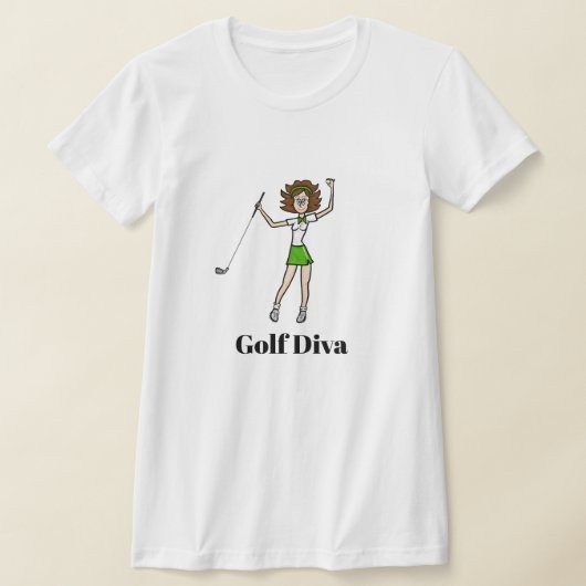 Golf Diva Brunette Golfer T-shirt (Laagn)
