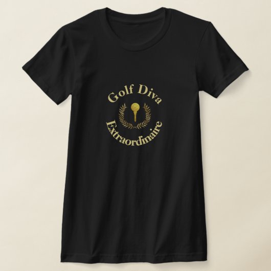 Golf Diva Buitengewoon Goud Embleem T-shirt (Laagn)