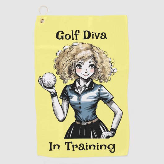 Golf Diva en entraînement - Serviette de golf pour (Devant)