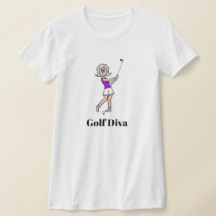 Golf Diva Grey Cheveux Lady T-shirt Golfer