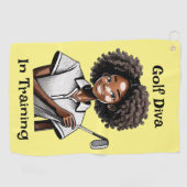 Golf Diva in training - Dames golfhanddoek (Horizontaal)