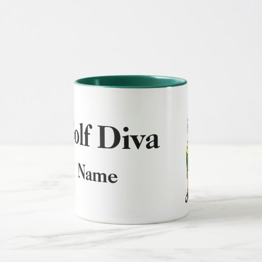 Golf Diva Rode Haar Vrouw Golfer Mok (Midden)