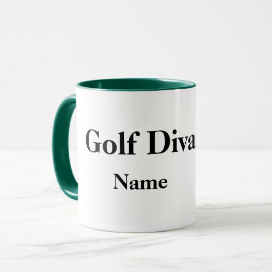 Golf Diva Rode Haar Vrouw Golfer Mok (Voorkant links)